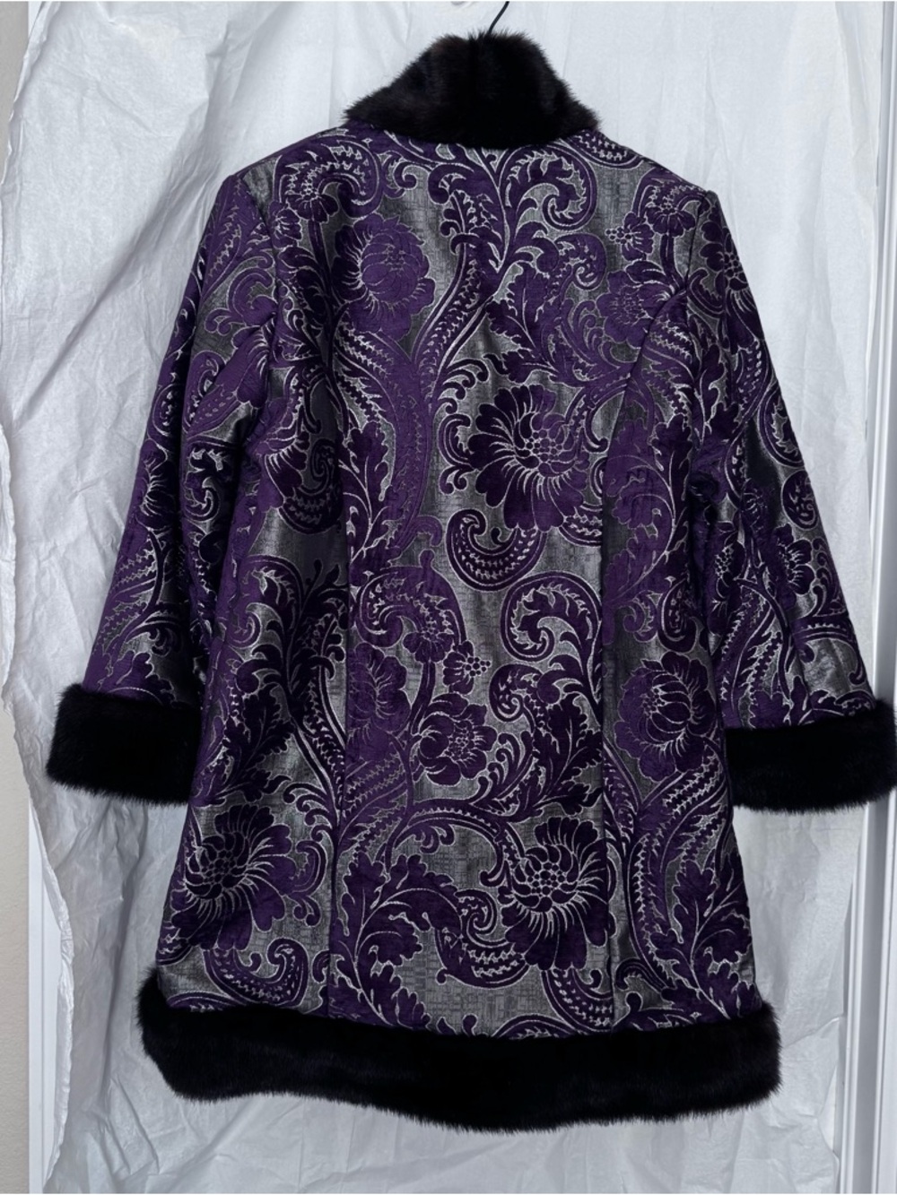 Chasing Unicorns Black Coat with Dark Brown Fur Trim - Picture 2 of 14